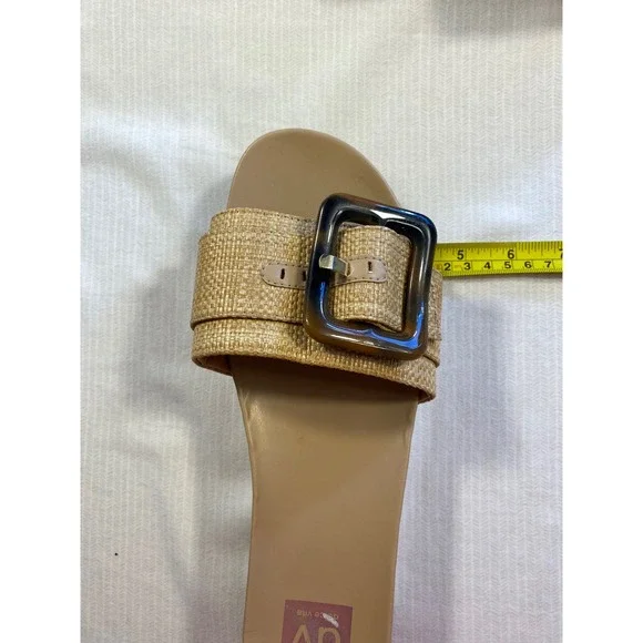 Dolce Vita Raffia Buckle Slide Sandals Neutral Platform Chic 10m - Picture 4 of 6